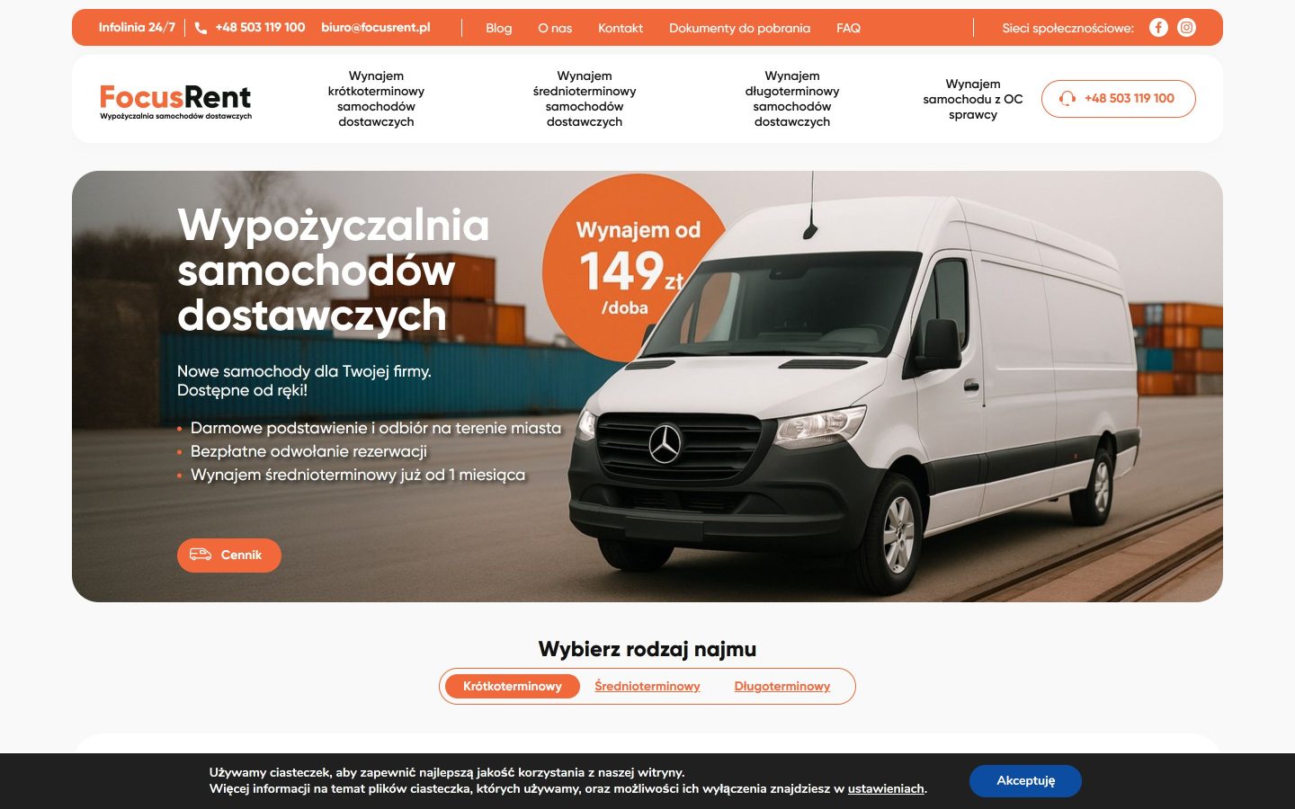 A rental fleet with four contracts and one booking flow — home page